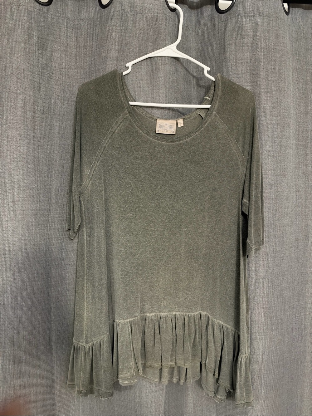 Dantelle Olive Green Ruffle-Hem shirt